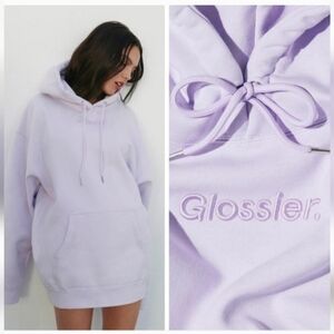 Glossier Lavender Embroidered Logo Hoodie Size M *limited edition*